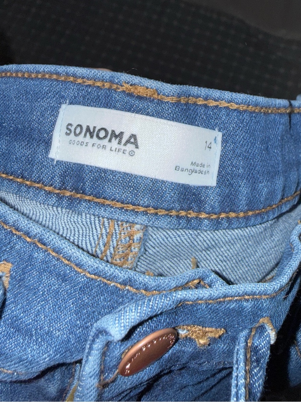 Sonoma Relaxed Wide-Leg Dark Blue Jeans with Tie Waist - Picture 3 of 4